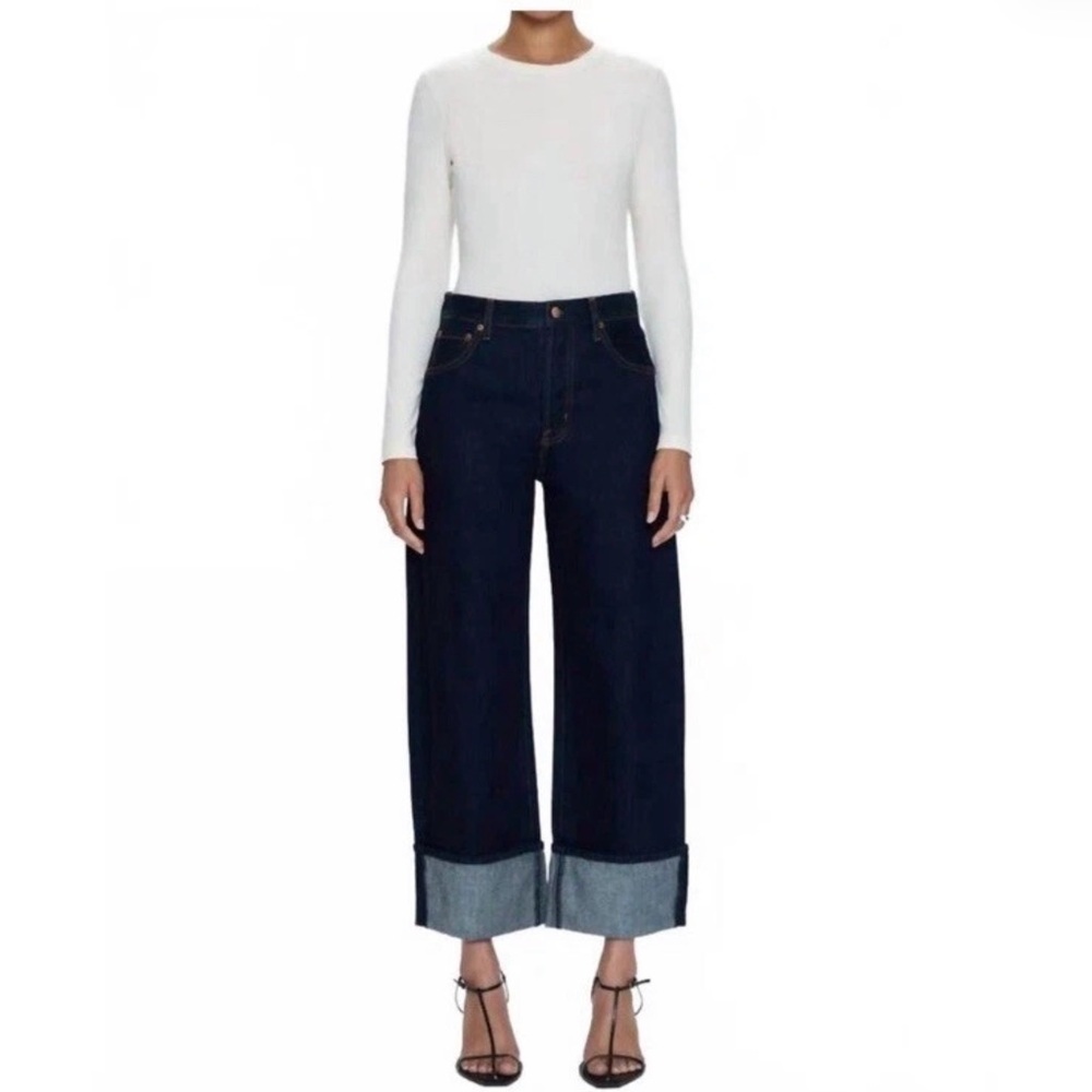 PISTOLA Ryder Jeans Dark Wash Wide Leg Fold OverIn Countdown Size 31 NWT